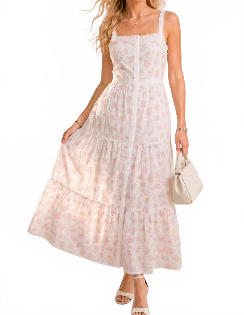 NEW MAIN STRIP western floral lace maxi dress in ivory